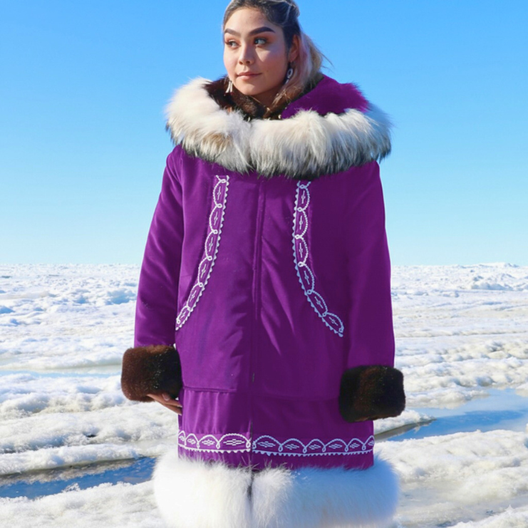A Line Sunshine Ruff and Wolf Trim  - Parka Purple-a