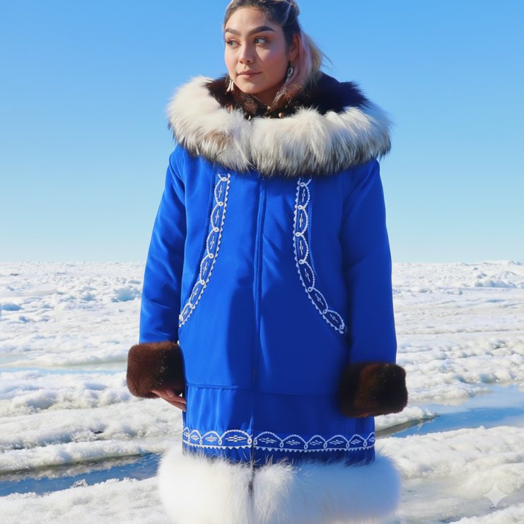 A Line Sunshine Ruff and Wolf Trim  - Parka Royal Blue-a