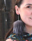 Silver Fox Large Fur Pom Earrings