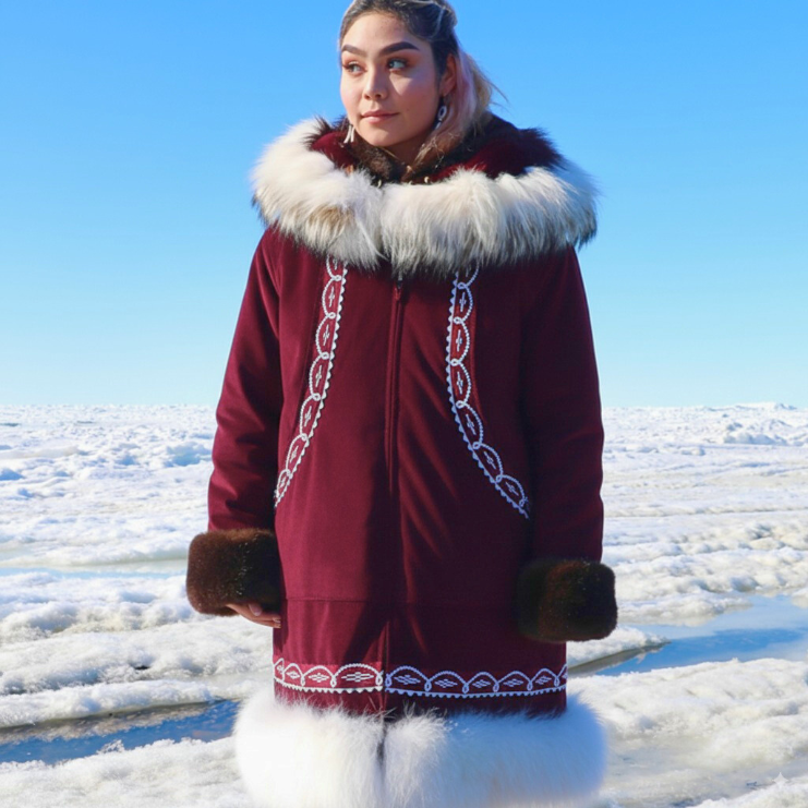 A Line Sunshine Ruff and Wolf Trim  - Parka – Burgundy front