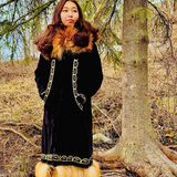 Black A-line Long Parka