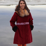 Burgundy Pleated Style Parka