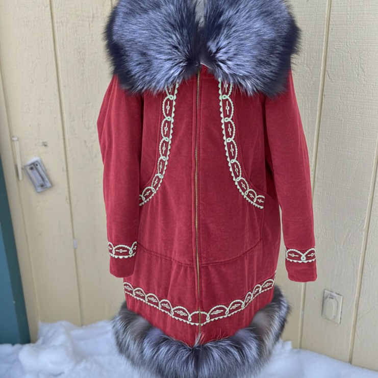 Black Signature Parka – Handmade Arctic Coat with Fur Trim & Tape