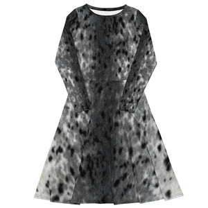 Sealskin Print long sleeve midi dress